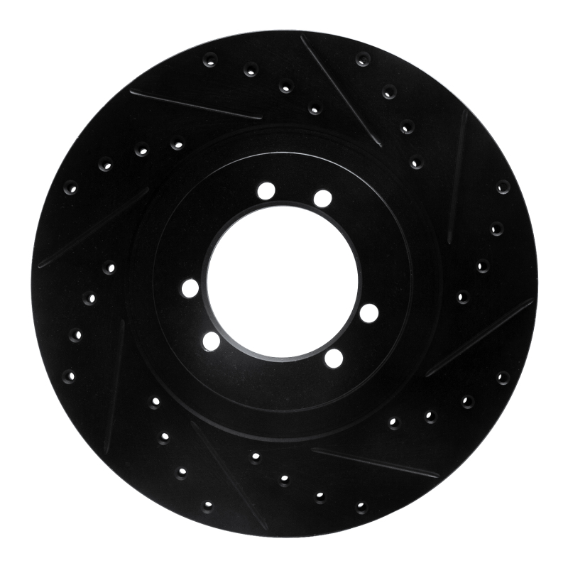 Hummer H1 Brake Rotor (1) - Rear RightFront Right - R1 Concepts - Drilled & Slotted - Black - `96-`06